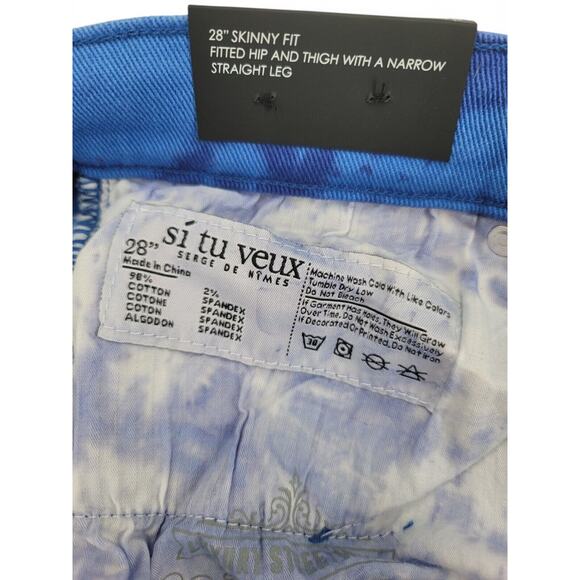 Si Tu Veux Brutini‎ Cargo Jeans Blue 28 Skinny Fit Stacked Grunge Street Style - Picture 4 of 7